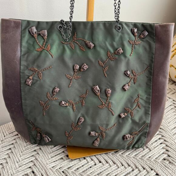 Prada Vintage Y2K Embellished Leather and Nylon
Tote - Picture 3 of 10